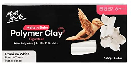 Mont Marte Polymer Clay Vit – 400g – Mjuk, jämn textur – Lätt att forma – Lera för keramik, modellering och hantverk