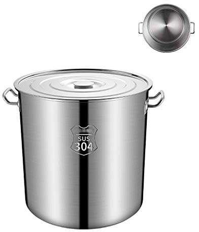 WHLMYH POT Zuppiera con coperchio, in acciaio inox, a conduzione rapida, alta capacità, adatto per tutti i piani cottura, argento, 50 cm e 50 cm
