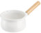 Jucoan 1 Quart Enamel Milk Pan with Dual Pour Spout, Small Enamel on Steel Saucepan Milk Pot Butter Warmer with Wooden Handle, Stove Top Soup Pot Simmer Pot for Home Kitchen Cooking Heating Boiling