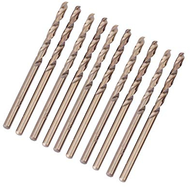 10 pezzi HSS-CO Set di punte da trapano M35 Set di punte elicoidali in oro cobalto metrico per la perforazione su metallo duro, acciaio inossidabile, ghisa(2.5mm)