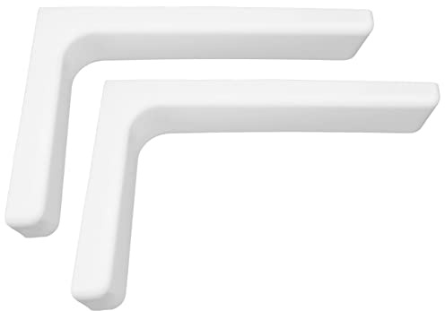 AERZETIX - C57891 - Set di 2 Supporti staffe consolle per mensole ad angolo retto 180x115x35mm - per fissaggio a parete - in acciaio - con tappi in plastica bianco