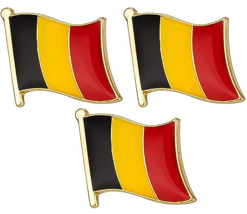 3 X Belgium National Flag Metal Enamel Pin Badge Lapel – 1.9cm x 1.6cm Each – Set of 3 Hard Enamel Belgian Tricolour Pins – Patriotic Souvenirs for Jacket, Hat