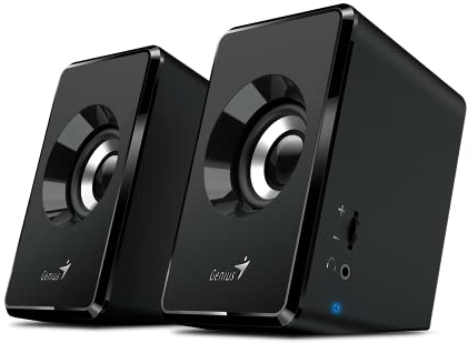 Genius SP-U125 - Altavoces estéreo alimentados por USB con conector de audio de 3,5 mm para auriculares