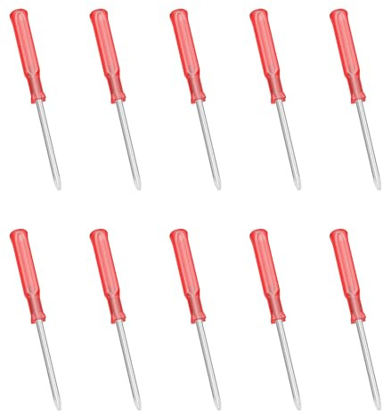 FOCMKEAS 10 Pcs Mini Phillips Screwdriver, 2.5mm Cross Head, 65mm, Red