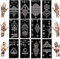 Kunoli Kit de 12 hojas de plantillas de tatuaje de henna, plantilla temporal de tatuaje de aerógrafo para mujeres y niñas, pintura facial y corporal