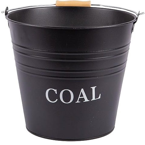 Secchio per carbone in ghisa da 12 l, colore nero, per caminetto, legna da ardere, cenere, scuttle Blackspur