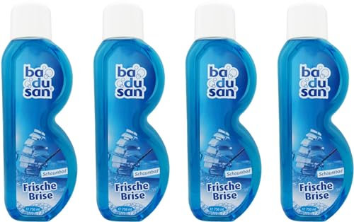Badusan Schaumbad Frische Brise – 4er Pack (4×750 ml) | Pflegendes Schaumbad für entspannende Bäder | Frischer Duft | Familienvorrat