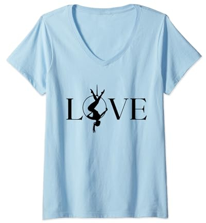 Love Aerial Hoop, Aerialist Gymnast Heart, Aerialist Yoga als Geschenk T-Shirt mit V-Ausschnitt