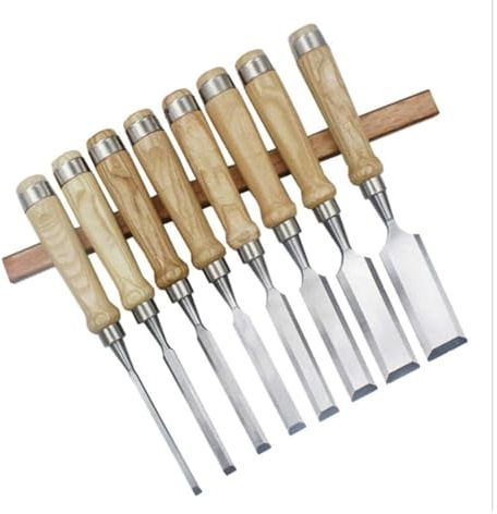Wood Chisel Tool Set Carbon Steel Carving Firmer Gouge Wood Chisel Set DIY Woodworking Handle Carpentry Tools Pack of 8 pcs Premium