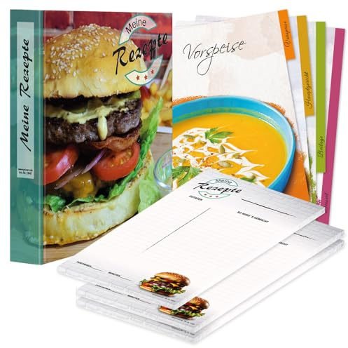 PRICARO Rezeptordner Komplett-Set American Burger, A4, 8 teilig