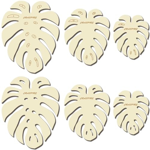 CRASPIRE 6 Molde de Corte de Macramé de Hoja de Palma de 3 tamaños Plantilla de Corte de Madera Natural Rústica Borla de Plumas para Colgar En la Pared Herramienta para Manualidades Decoración