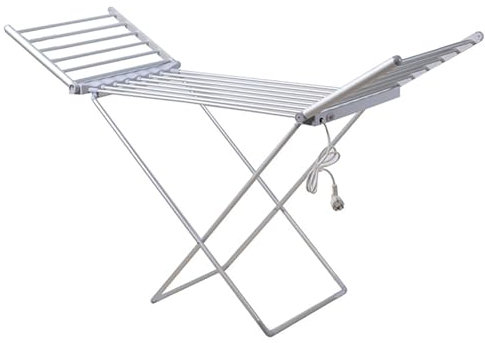 ASQUAR Étendoir à linge chauffant Étendoir chauffant Étendoir à vêtements en aluminium Étendoir à vêtements électrique pliant Étendoir à vêtements à ailes pour sécher les vêtements Pliable et facile à