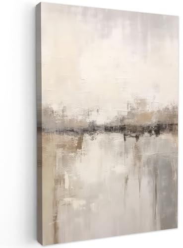 MuchoWow© Leinwand Bilder Groß XXL Wanddeko Wohnzimmer Aesthetic Room Decor | 80x120 cm - Deko Zimmer Wandbilder Modern Bild auf Moderne Kunst - Abstrakt - Beige