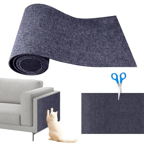 Shujin Selbstklebend Kratzteppich Katze Wand,Kratzmatte Katzen,DIY Trimmbarer Teppich Matte Pad Katzenkratzbretter,Kratzschutz Katzenkratzmatte für Teppiche Sofa Möbelschutz(Dunkelblau,M/30cmx100cm)