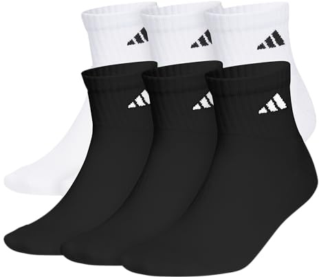 adidas Men's Athletic Cushioned Quarter Ankle Socks 6 Pairs