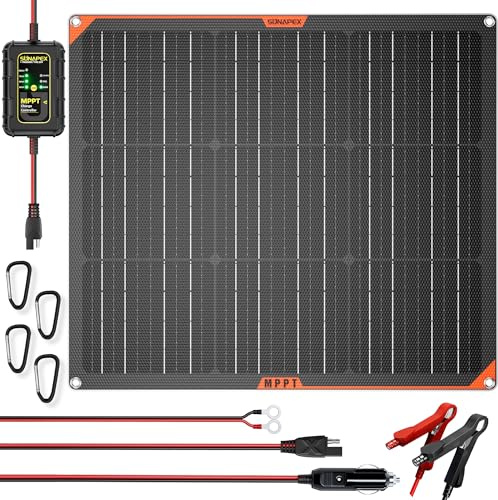 SUNAPEX 50W Flexible Solar Panel with MPPT Charge Controller, Solar Battery Charger Maintainer, 12V Waterproof Solar Trickle Charger for Car, Motorcycle, Boat, Marine, RV, Trailer, Tractor,Truck, etc