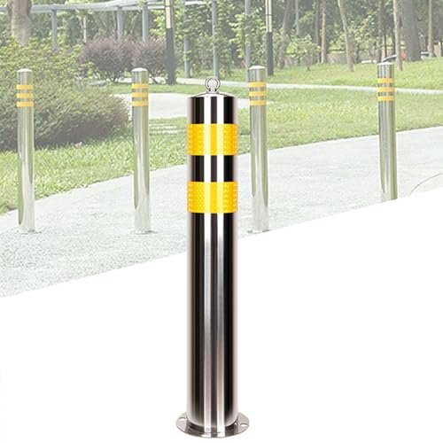 Sicherheitspollerpfostenrohr-Parkbarriereblock, Sicherheitsverkehrsbarrieren für Garagenparkplätze, Bushaltestellen mit 4 Befestigungslöchern und Bolzen - Edelstahl - 1 Packung (Größe: 750 x 160 mm)
