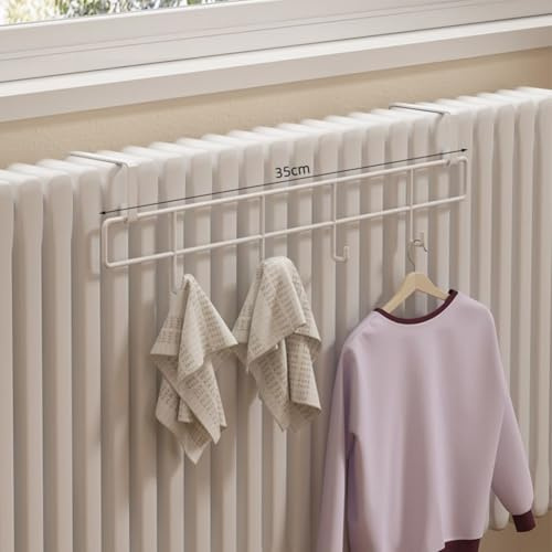 Handtuchhalter, Heizkörper, Kleiderständer für Hakenleiste, Kleiderbügel auf Heizungsrohr (weiß)