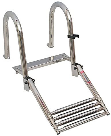 Scala pieghevole in acciaio inox per barca da pesca/pontone 4 gradini telescopico ingresso posteriore scala entrobordo con antiscivolo ampi gradini