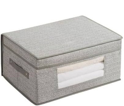 GREATOYAR Caja de Almacenamiento, Caja Plegable, Organizadores Plegables con o sin Tapa, Cesta de Almacenamiento de Tela para Estanterías, Armarios, Habitación, y Oficina, Gris o Beige,50x30x20cm