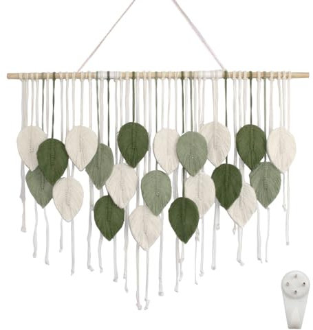 burkfeeg Arazzo Da Parete Grande, Decorazione Boho Da Parete, Arazzo Con Foglie, Decorazione Da Parete per Soggiorno, Camera Da Letto, Soggiorno, Galleria (110 X 800cm)