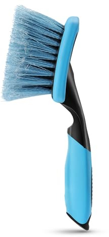 Amazon Basics Wheel Brush for Car Detailing, Safe for Cars, Lorries, Camper Vans, Ergonomic Handle, Blue