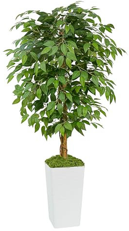 TXABL Artificial Ficus Tree 150 CM Artificial Plants Indoor Trees Decorative Artificial Trees 5FT Tall Fake Plants Faux Ficus Tree Fig House Plant Green Lifelike Home Outdoor Decor