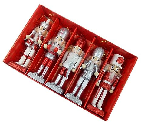 ABOOFAN 5pièces Ornement De Marionnette Casse-Noisette Bois Décoration De Poupée Casse-Noisette Figurines Décoratives pour Noël