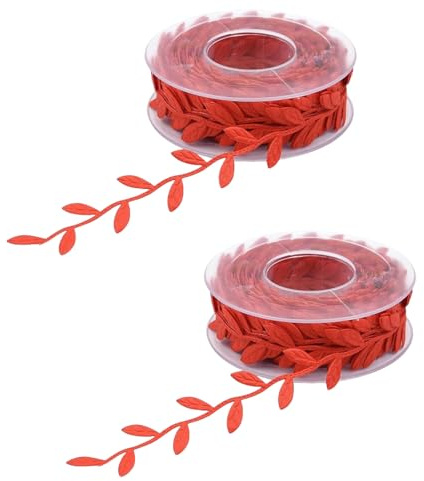 HSTWODE 15 m de cinta de enredadera artificial (14 colores), 2 rollos de hojas artificiales, hojas de vid, verde, guirnalda decorativa, hojas de hiedra (rojo)