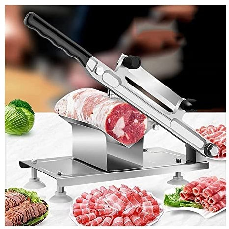 LYDBMYT Cortadora de Carne, Manual de Acero Inoxidable, cortadora Manual de Carne congelada para Verduras, cortadora de láminas de Carne de Res y Cordero con Mango para Cocina