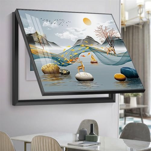 Genérico Zählerkastenabdeckung, Dekoration Der Abdeckung des Schaltkastens, Abdeckung Sicherungskästen, Wandmontage, Versteckter Zähler, Dekorative Malerei Stromzählerkästen,021,40 * 30CM