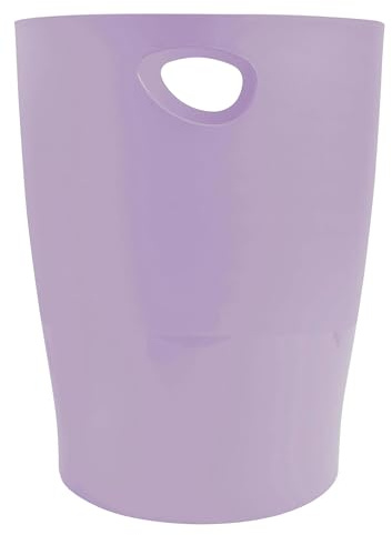 Exacompta - Réf. 45364D - Carton de 8 Corbeilles à Papier avec Poignées ECOBIN Aquarel - Grande Capacité 15 Litres - Dimensions 26,3 x 26,3 x 33,5 cm - pour Bureau ou Maison - Mauve