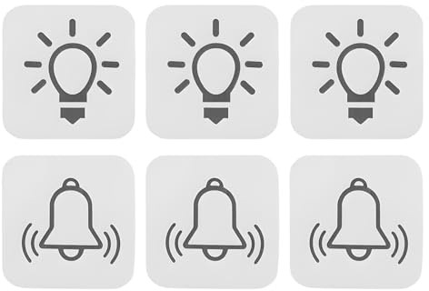 VGOL Juego de 40 pegatinas transparentes para interruptores, campanas, símbolos de luz, 14 x 14 mm, para interruptores interiores y exteriores