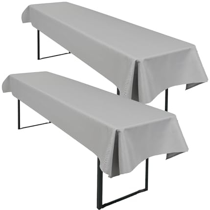 2 Stück Hellgrau Wasserfester Gebürstetes Biertisch Tischdecke 250 x 100cm Biertischtuch Geeignet für Familienfeiern Parties Bankette Bierzeltfestivals und andere Anlässe