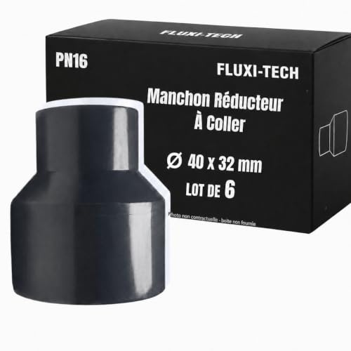 FLUXI-TECH - Manchon Réducteur à Coller 40mm | 32mm en PVC - PN16 bars - Pour Tuyaux - Lot 6