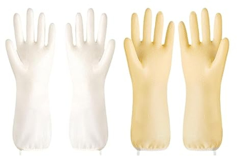 Vyloky Spülhandschuhe Extra Lang (2 Paar) - Wasserdicht & Rutschfest mit Griffnoppen, Hitzeschutz für Küche, Putzen, Gartenarbeit (WT-YL,L)