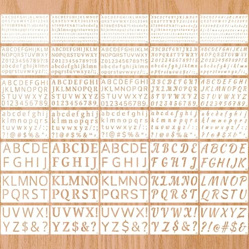 Evadollina 35 piezas de plantillas pequeñas de números y letras de plástico para proyectos de artesanía, plantillas de letras, Navidad (9,8 x 5,9 pulgadas)