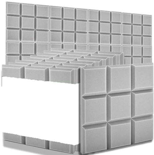 Dalles de béton à bords biseautés (9 blocs) - 6/12/24 pièces - Panneaux muraux insonorisés en mousse acoustique - Matériau d'isolation phonique - Traitement acoustique KTV - Gris - Haute densité - 2