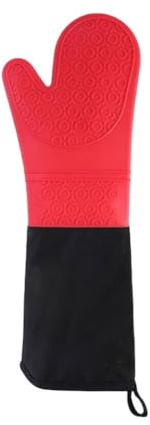 Isolierte Handschuhe für Küche, Backöfen und für die Küche, mit Silikon und isoliert, aus Silikon oder Backblechen, mikrowellengeeignet, Rot