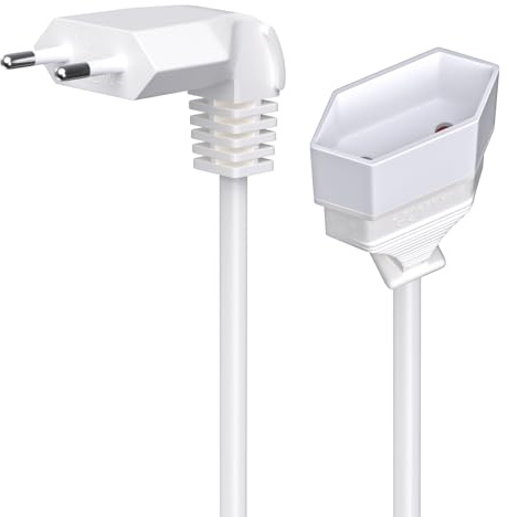 Alargador Enchufe Plano 0,6m, 2,5A 250V Alargador Enchufe Europeo 90° Cable Extension Corto Europeo, Enchufe Acodado Schuko para Electrodomésticos Televisores Enchufes de Carga Computadoras Lámparas