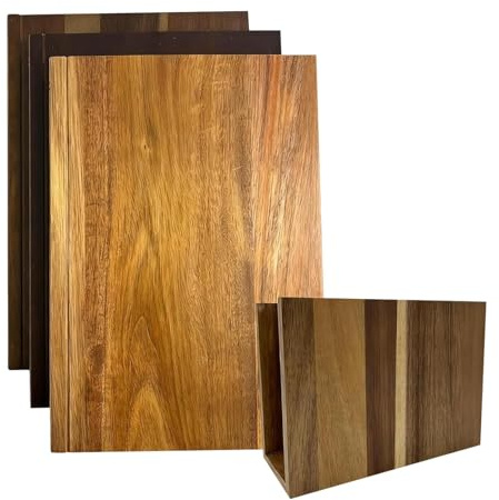 Tagliere a libro – 3 pezzi 24 x 2 cm in legno ispessito, tagliere da cucina – set decorativo di design a libro con supporto per formaggio, carne, verdure