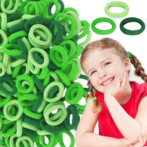 300 st Hårsnoddar för Småbarn, Elastiska Ponytail Holders 20 mm Hårband för Flickor, Barn, Bebisar (Grön)