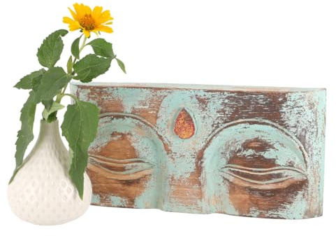 Geschnitzte Buddha Maske, Wanddekoration aus Balsaholz, handgefertigt | Stilvolle Wandmaske, ideal für jedes Zuhause, einzigartiges Design, aus hochwertigem Balsaholz.