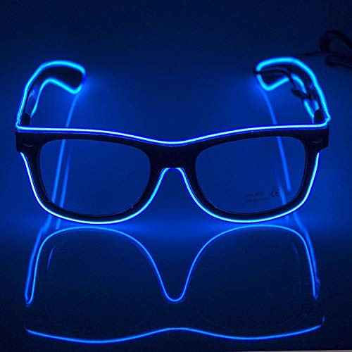 Golden Beads Neon El Wire LED Light Up led glasses Clear LED Standard Control Box Funny Amazing Cool Glasses Eyeglasses Eyewear for Christmas Halloween Wild Party,Dance Ball,Crazy Parties, Raves