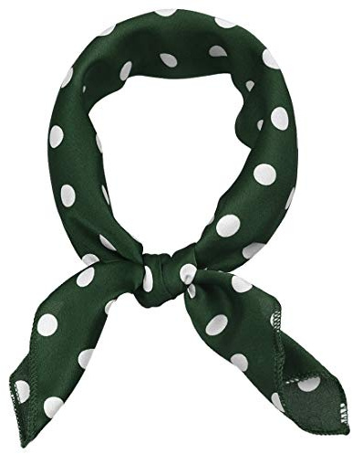 sourcing map 50cm/70cm 1950s Vintage Retro Polka Dot Square Scarf Head Neck Scarves Kerchief Neckerchief Dark Green Medium