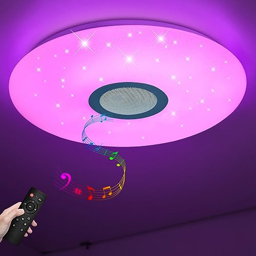 50CM Led taklampa med fjärrkontroll och app dimbar 54W Bluetooth taklampa stjärnhimmel, färgbyte RGB varmvit/kallvit IP44 vattentät