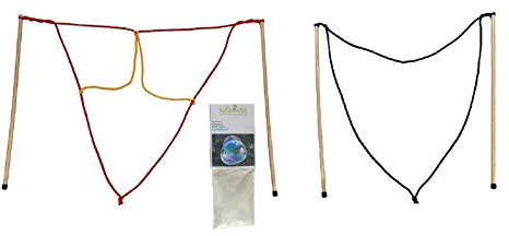 Kidzmedia - 2 Paar Riesenseifenblasen Stäbe (50cm) mittel + Pulver für 10L, Holz Seifenblasen Set Kinder