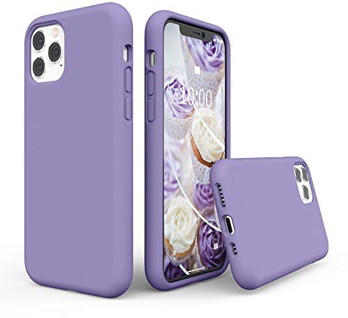 SURPHY iPhone 11 Pro Case, Liquid Silicone Case with Soft Microfibre Cushion Lining Protective Bumper Anti-Shock Cover for iPhone 11 Pro 5.8 inch - Light Purple