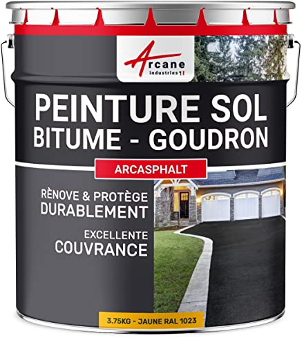 ARCANE INDUSTRIES Peinture Bitume, Goudron, Asphalte, Macadam, béton, enrobé : Arcasphalt - 15 kg (jusqu'à 30 m² en 2 Couches) Tuile