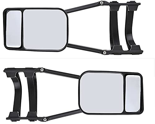 2 STK Caravanspiegel PKW Aufsetzspiegel Glas verstellbar in Schwarz | Wohnwagenspiegel mit universeller Halterung, rechteckig und verstellbar, für Lieferwagen und Pkw als Duo einsetzbar